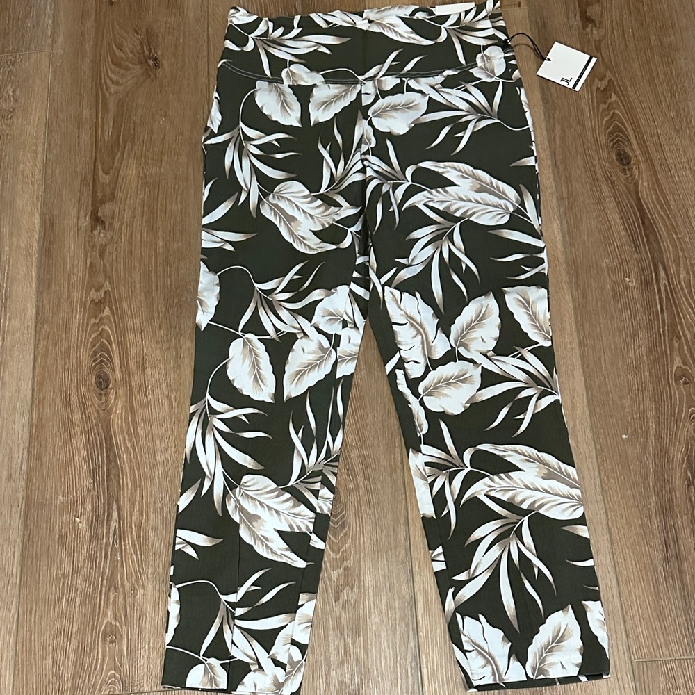 Jules & Leopold Olive and Cream Leaf Print Cropped Pants